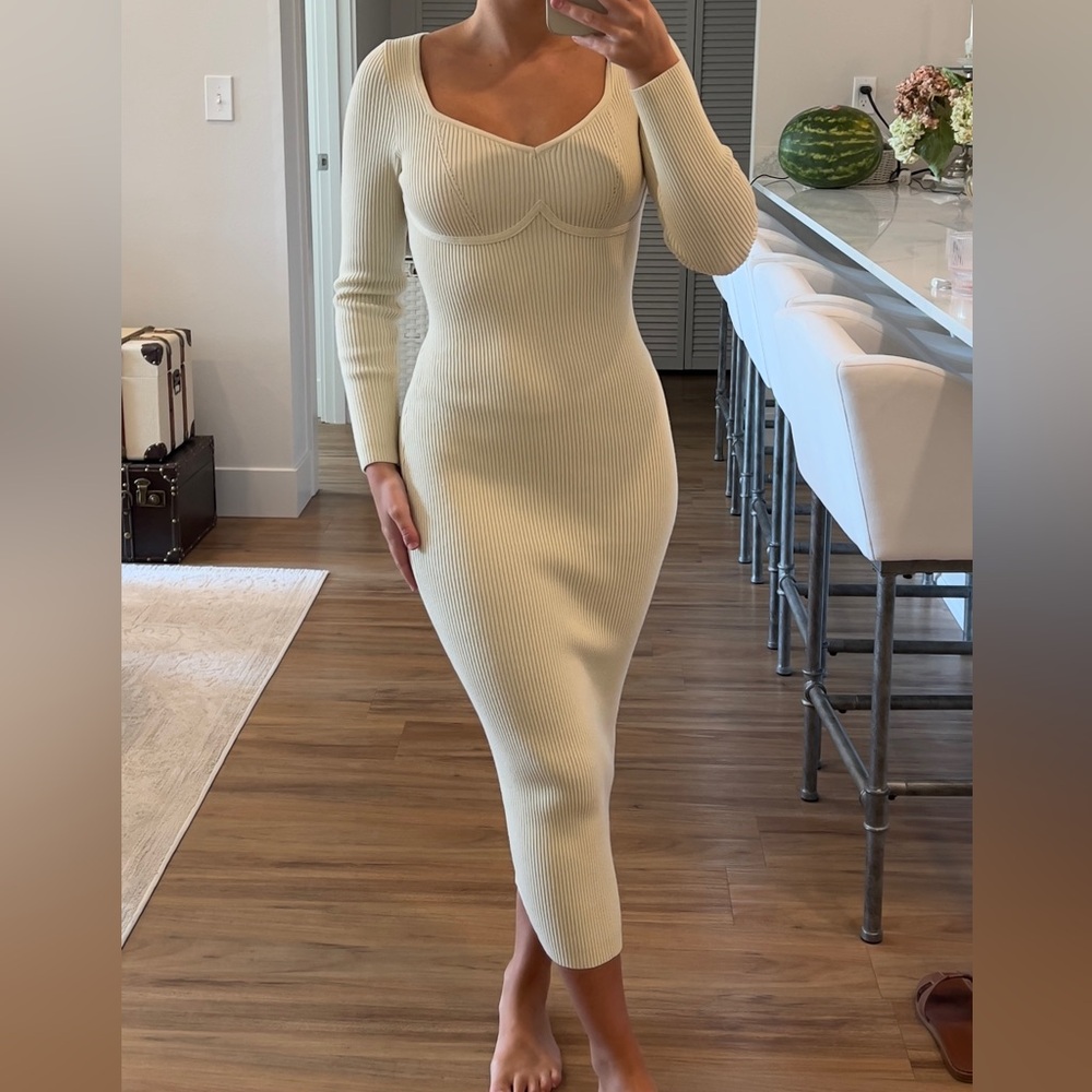 Meshki Cream Long Sleeve Knit Dress - Picture 4 of 4